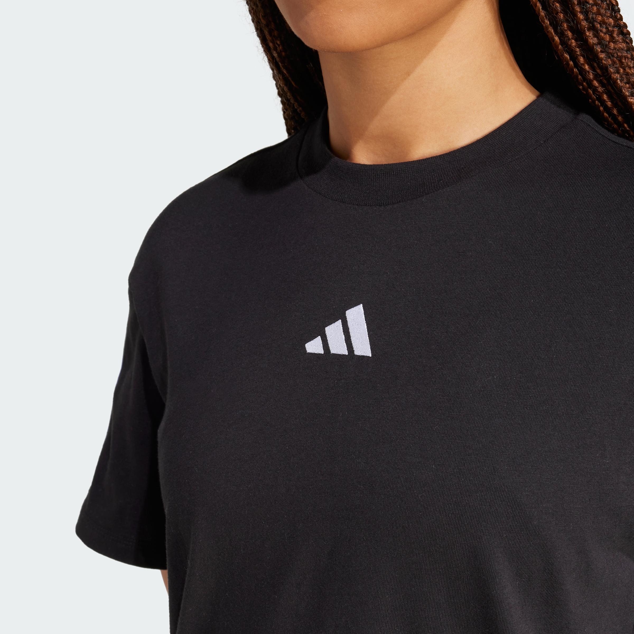 adidas Sportswear AU Women Black Essentials 3-Stripes Boyfriend Tee