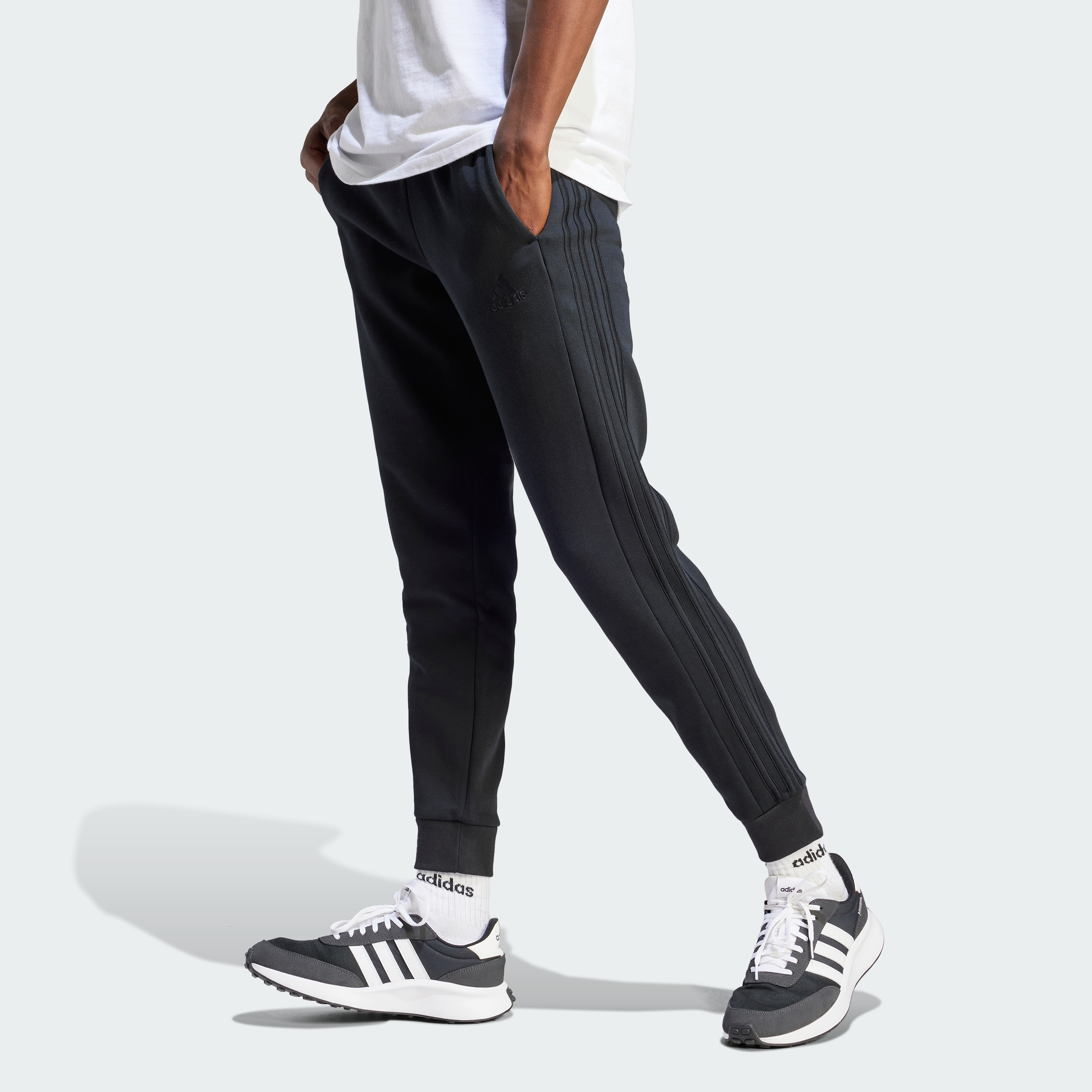 adidas Essentials Fleece 3-Stripes Tapered Cuff Pants Men's Pants - Picture 10 of 57