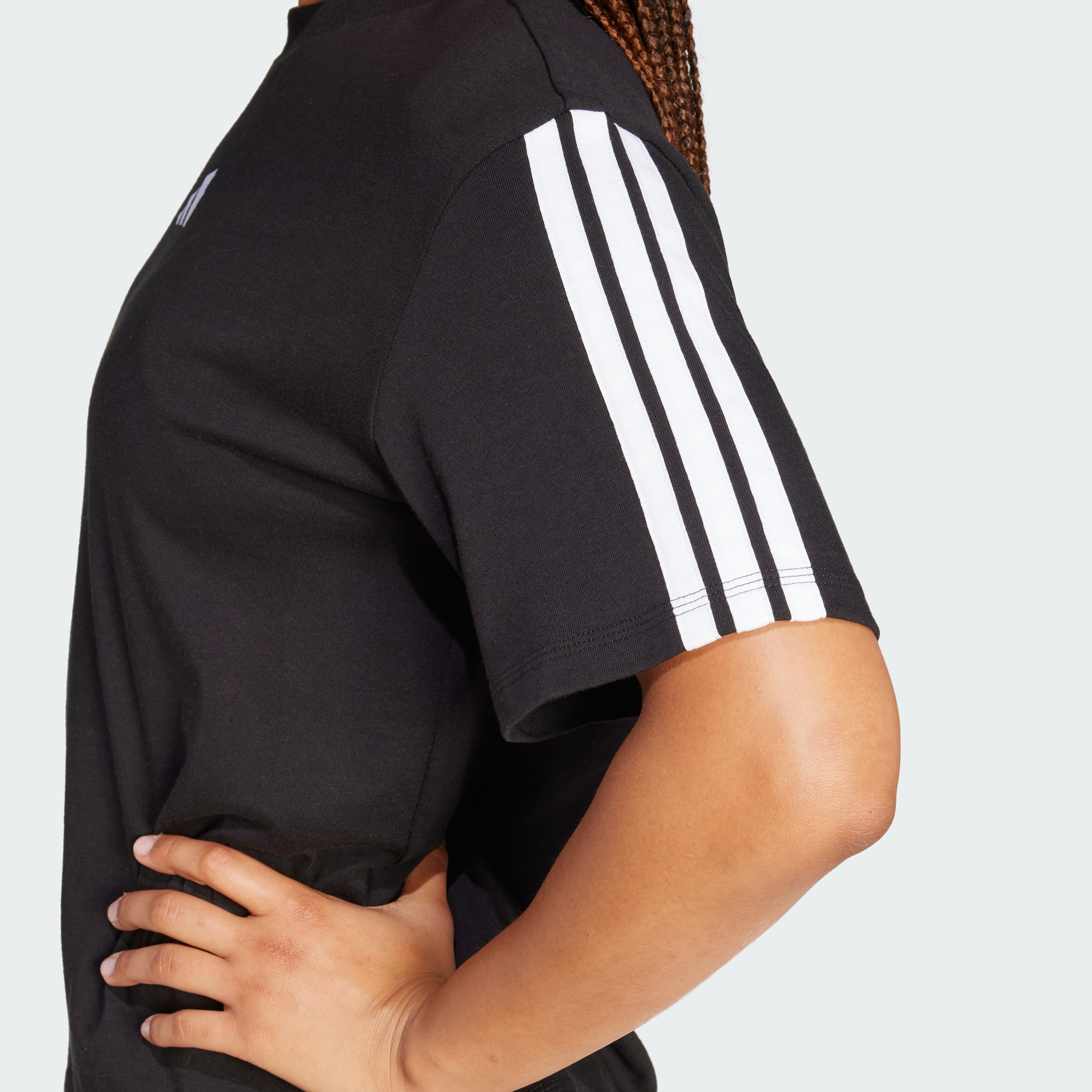 adidas Sportswear AU Women Black Essentials 3-Stripes Boyfriend Tee