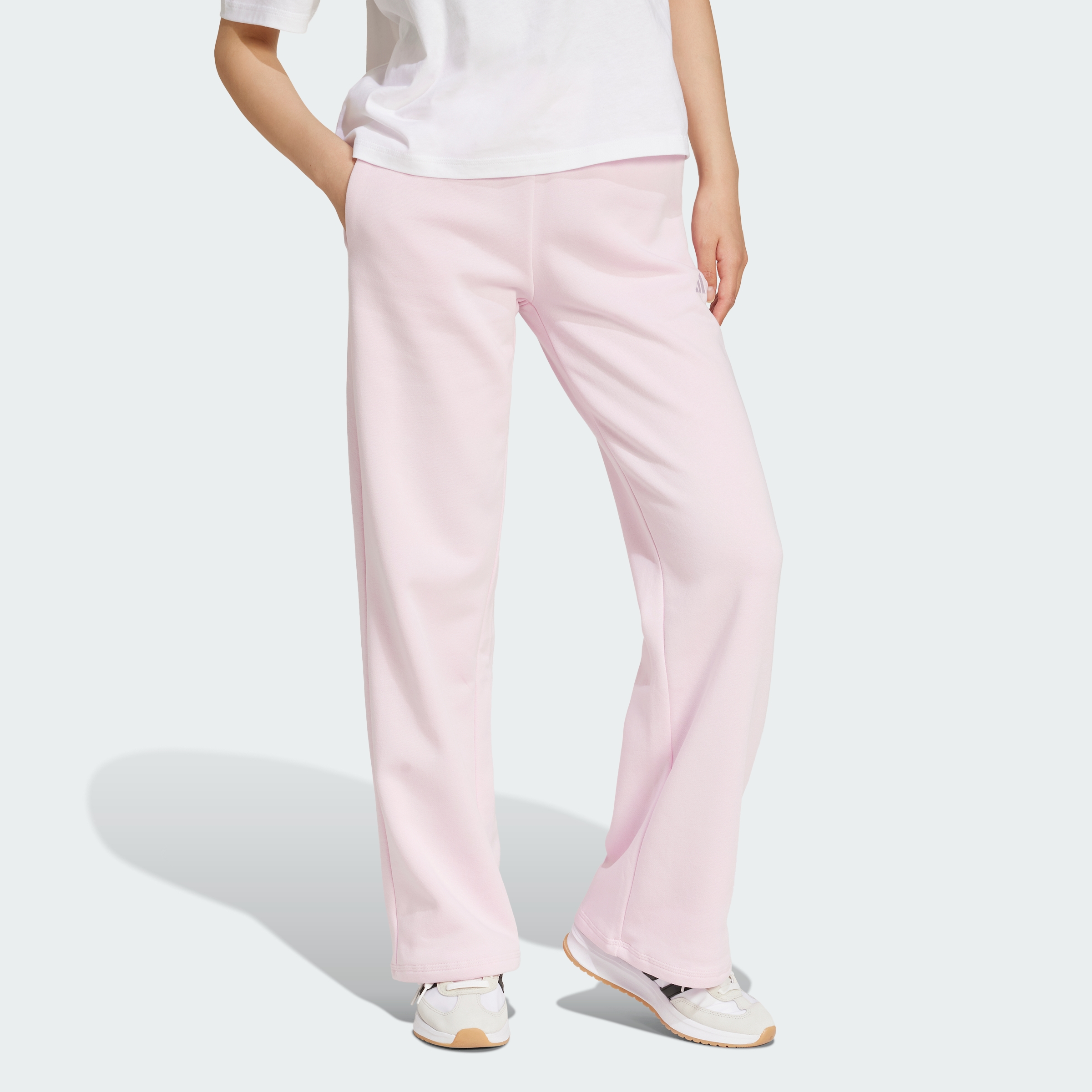 adidas Sportswear AU Women Clear Pink Essentials Small Logo Feel Cozy Open-Hem Pants