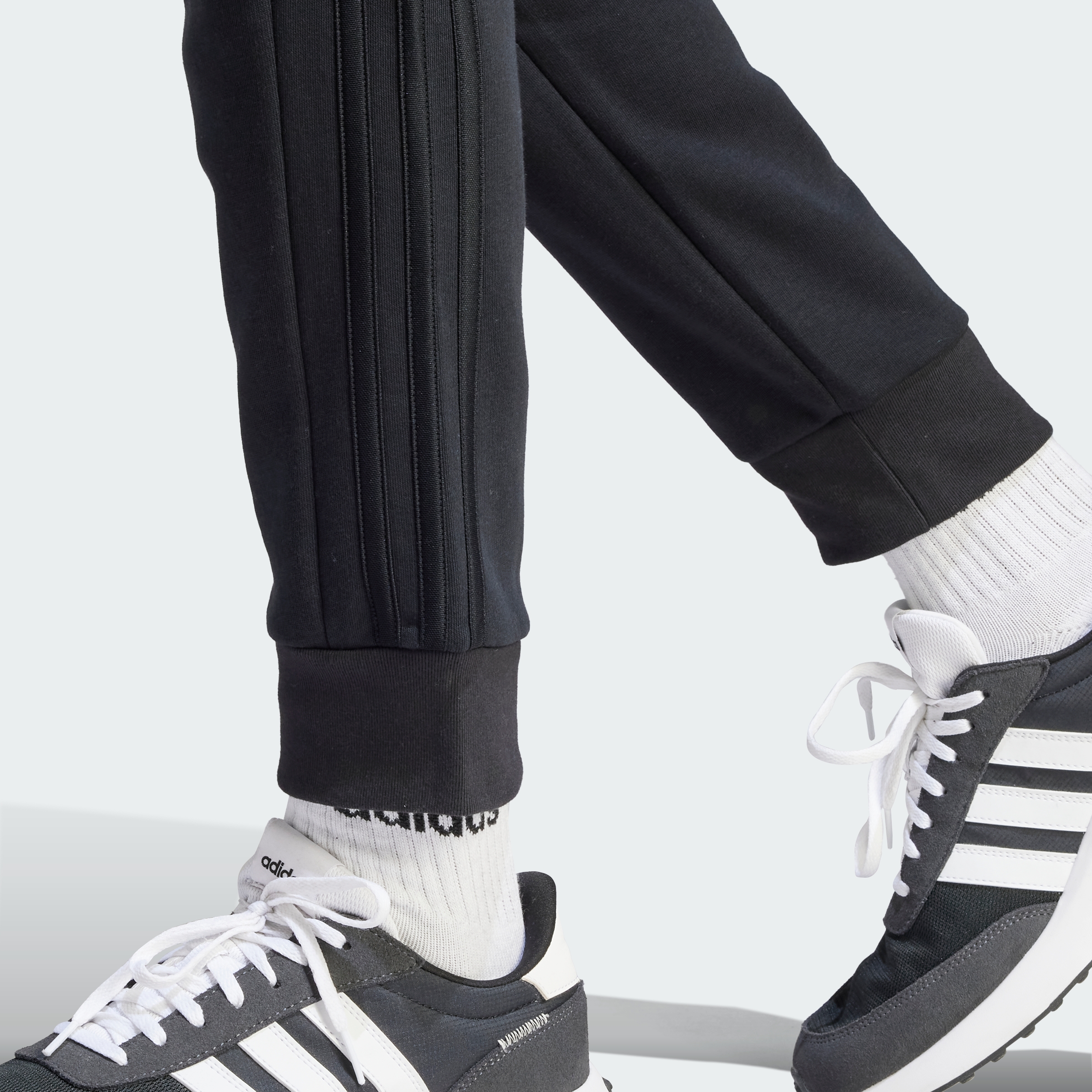 adidas Essentials Fleece 3-Stripes Tapered Cuff Pants Men's Pants - Picture 16 of 57