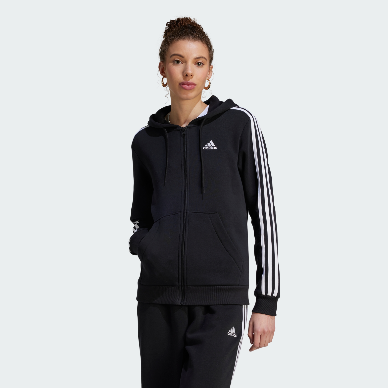 Essentials 3-Stripes Full-Zip Fleece худи Sportswear HZ5743 1