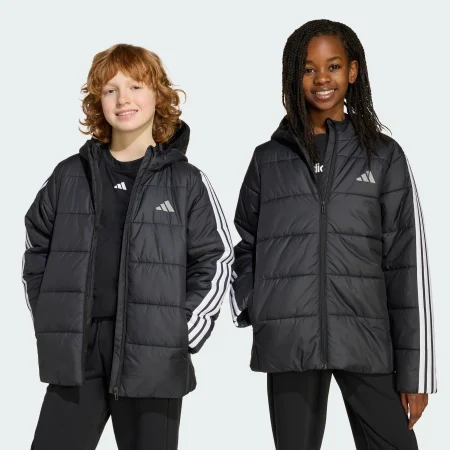 【BLACK/ORANGE】Essential down jkt Куртка Essentials 3-Stripes Padded Kids Sportswear JL7402 — adidas