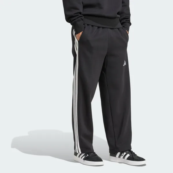 Штани Essentials 3-Stripes Fleece Wide Leg