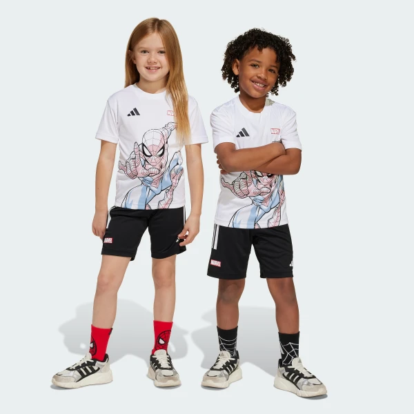adidas x Marvel Spider-Man Kids комплекті: футболка және қысқа шалбар Sportswear JF3655 1