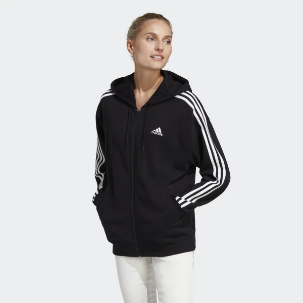 Essentials 3-Stripes French Terry Oversized Full-Zip худи Sportswear IC8782 1